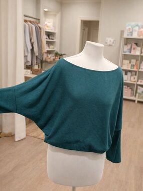 White Birch Dolman Sleeve Top 1X 2X Soft Stretch Oversized Cozy Teal Green NWOT